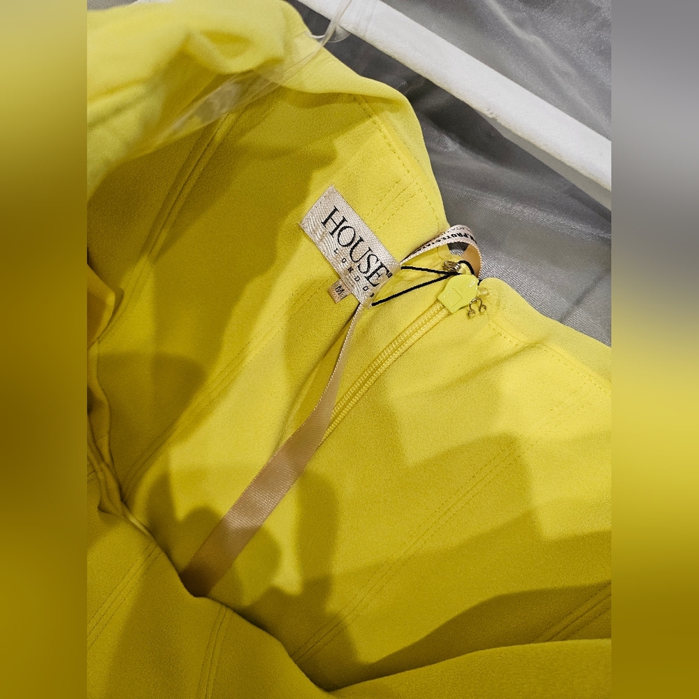 NEW with tags! House of CB Paloma yellow dress with corset and draping midi - Picture 3 of 4